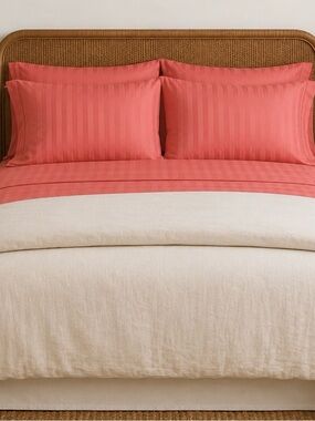 Charter Club Coral Stripe Pima Cotton Sateen Sheet Ser